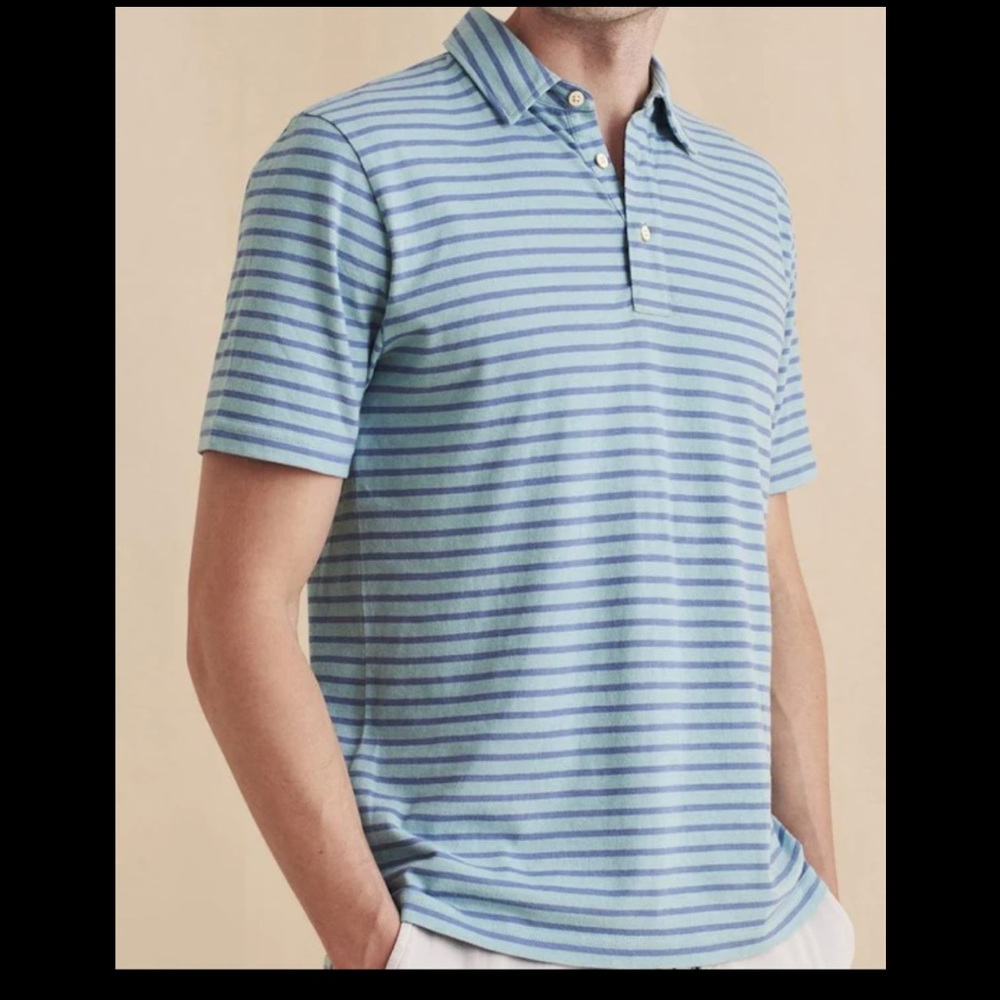 NWT Faherty Brand Men's Isle Striped Polo, Organic Cotton, Sold Out
